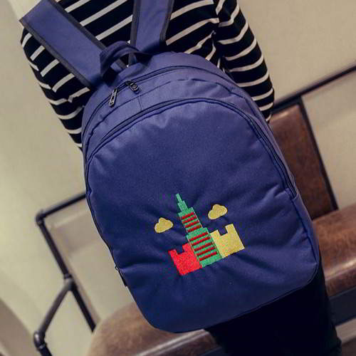Embroidery Tower Pattern Backpack RBAF7C Sapphire Blue 6pcs