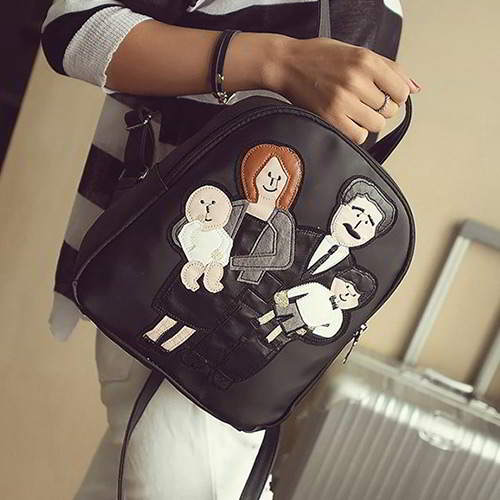 Family Pattern Pure Color Backpack RBA8FF Black 6pcs