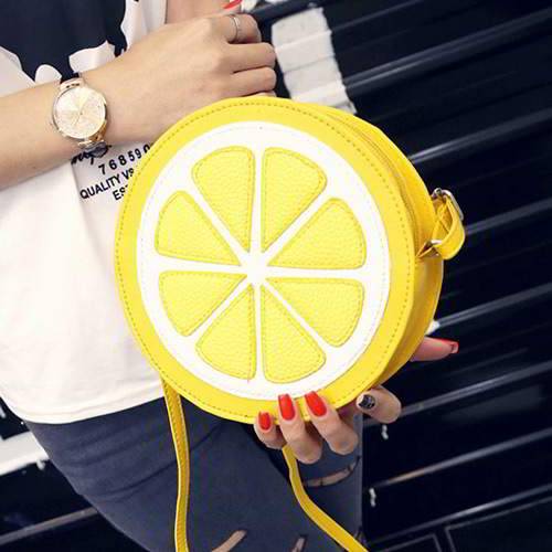 Lemon Round Shoulder Bag RBDA66 Yellow 6pcs
