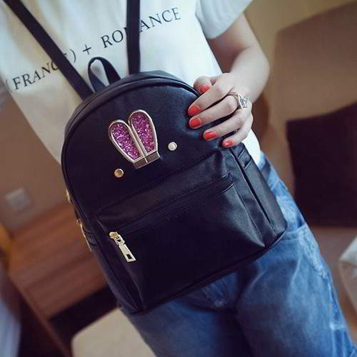 Rabbit Pure Color Backpack RBAF6B Black 6pcs