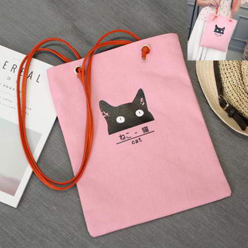 Cat Canvas Bag RBE7A8 Pink 6pcs