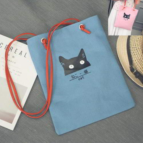 Cat Canvas Bag RBE7A6 Blue 6pcs