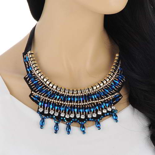 Beads Weaving Decorated Collar Sapphire RAAAE7 Blue 6pcs