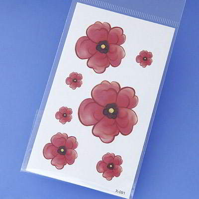 Flower Pattern Simple Design T6DA6A Claret Red 6pcs