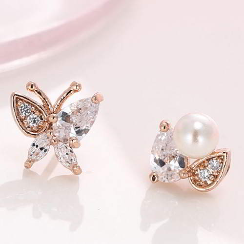 Pearl Butterfly Design T5A5E7 Rose Gold 6pcs