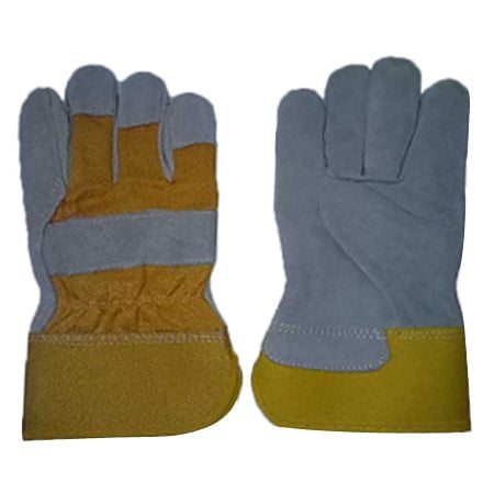 LEOPARD LP 0192 Yellow Cotton Cow Split Leather Gloves @12 Pair