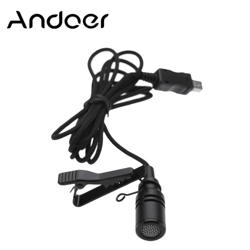 Andoer Protable Mini USB Cable Microphone High quality Lavalier Tie Clip Microphone for Gopro Hero 3 3+ 4 Camera D1849-A