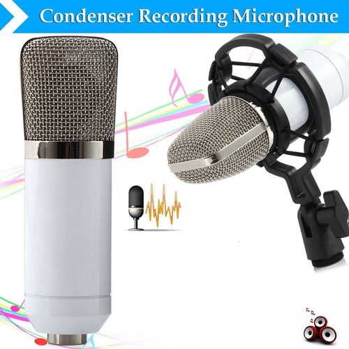 Excelvan Audio Processing Wired Stereo Condenser Microphone with Holder Clip for Chatting Singing Karaoke PC Laptop BM-700 BM-700 Microphone