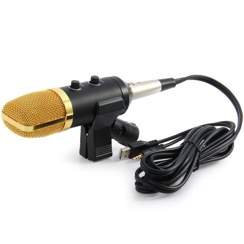 Excelvan MK-F100TL USB Condenser Sound Recording Audio Processing Wired Microphone with Stand for Radio Braodcasting KTV Karaoke Gooseneck Microphone